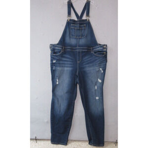 Torrid Overalls Plus 24 Bib Blue Denim Jean Distressed